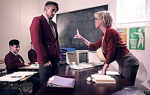 School teacher dominated by misbehaving students before they gang bang her hardcore - Naked