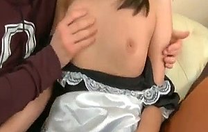 Horny housemaid loves to jump on big cock.