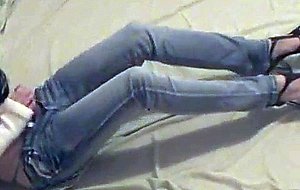 Tranny Teen in Jeans Plays on Cam