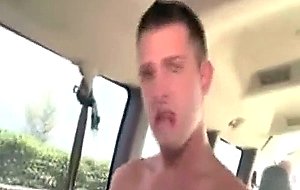 Horny straight hunk getting fucked anally in the van