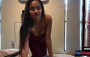 Big tits Asian slut sucking white dick while guy recording her blowjob