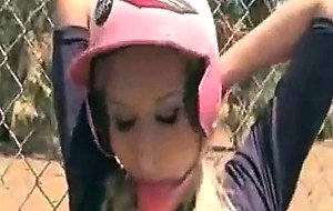 Blonde babe baseball player tied up for some real hardcore thing