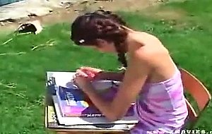 Brunette fucked hard on the chair