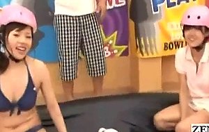 Subtitled japanese amateur bowling game with foursome