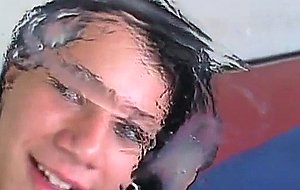 Small titty brunette chick slams herself with vibrator