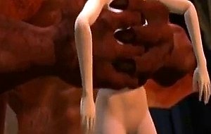 Teen animated screwed by monster