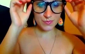 Girl with glasses facial on cam