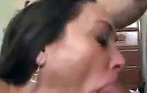 Big cock in brunettes mouth and ass