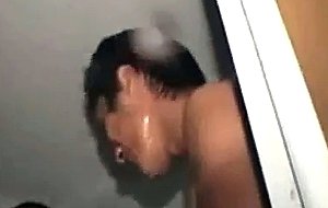 Japanese straight guys taking a shower at the same time