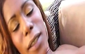Busty ebony in leopard lingerie
