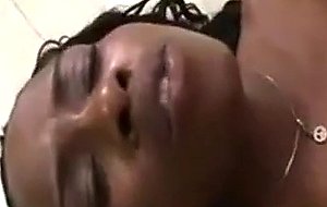 Ebony slut gets nailed roughly with a intense cock