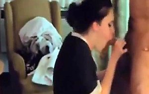 Perfect amateur maid sucking her boss