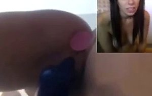 Double angled squirting action on webcam