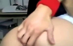 Cute brunette shows her ass on webcam 