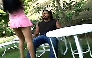 Outdoor fun with a brunette tranny bitch