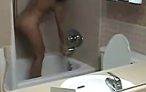 Tiny latina amateur in shower wet body clean