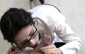 Milf with glasses gets mouth full of cum