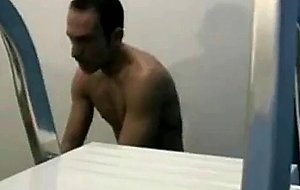 Young naked model takes old meat in his fresh ass