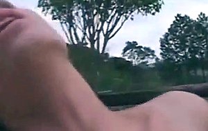 Titty tranny drilled outdoors
