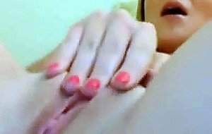 Hot blonde babe rubbing and fingering her sweet wet pussy