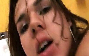 Teen bitch riding on a bed