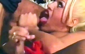 Busty blonde tranny ass drilled