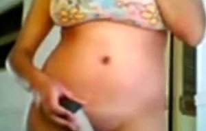Babe with hairy pussy and big tits teasing 