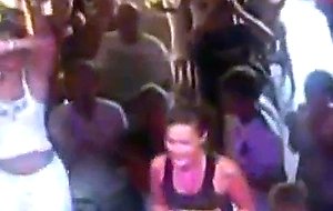 Small tits girl with beautifull tan marks flashing at party