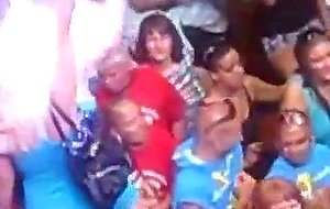 Small tits girl with beautifull tan marks flashing at party