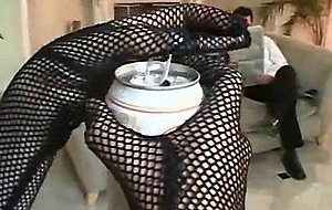 Gia pours beer in her pussy