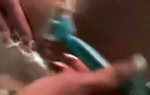 Wet soapy hairy college pussy gets shaved in the shower