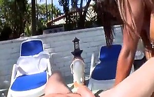 Stunning ebony cougar by the pool