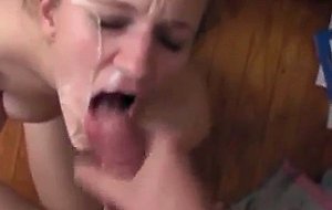 Busty gf facialized after blowjob 
