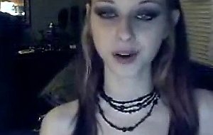 Goth teen with vibrator on webcam