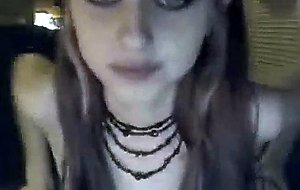 Goth teen with vibrator on webcam