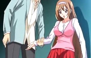 Cute hentai schoolgirl sucking stiff cock and swallowin