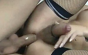 Blonde tranny is fucking passionly