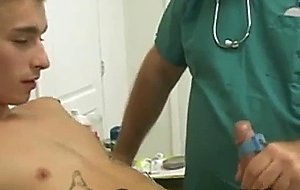 Horny doctor tugging on his patients intense cock