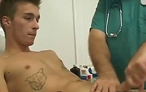 Horny doctor tugging on his patients intense cock