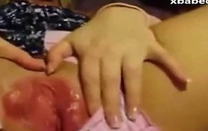Blond teen fucking her pussy with vibrator