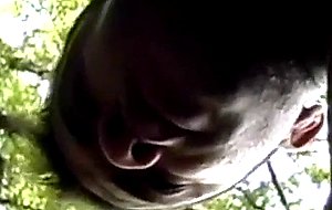 Tgirl banging a stud in the forest