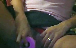 Crazy honey blonde fucks her vibrator and squirts watching porn