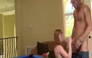 Red head opens buns to fuck