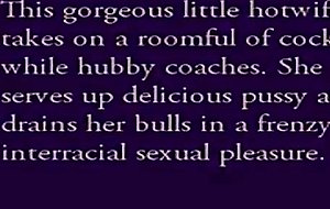 Hubby coaches hotwife with a roomful of cock