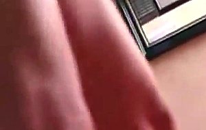Brunette tranny with big boobs solo with red vibrator