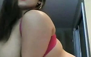 Chubby big boob brunette playing on cam