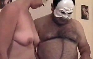 Mature chubby old man having fun with wife