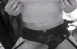 Amateur crossdresser in stockings solo