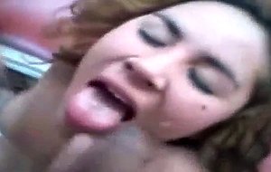 Amateur latina sucking two cocks