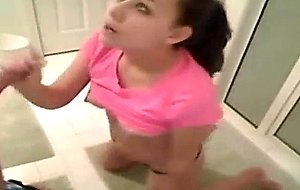 Hot young marie blowing uncle in the bathroom !